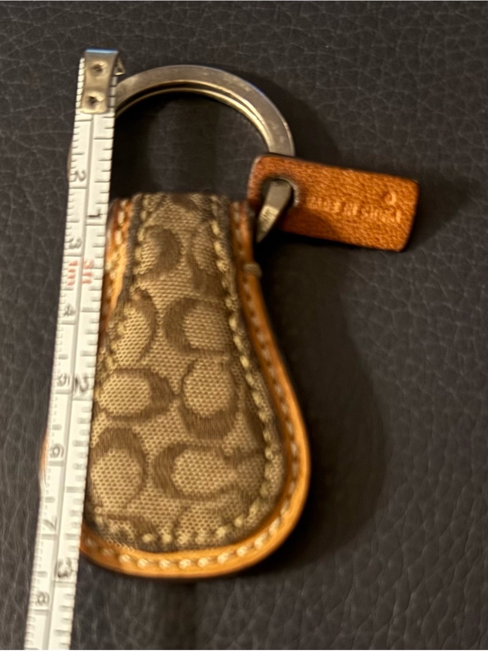 Coach Signature Tan and Light Brown Key Fob Keychain - Picture 3 of 3